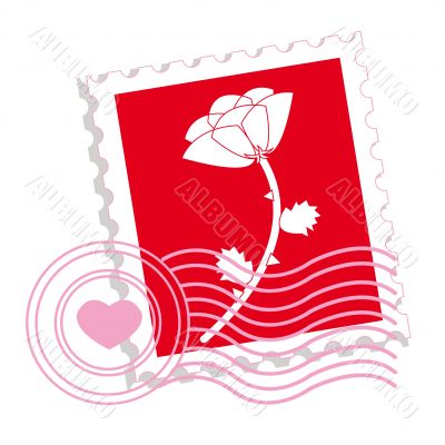 Postage stamp with rose