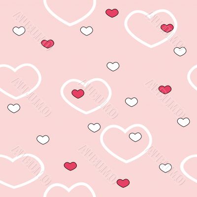 Seamless background with color hearts