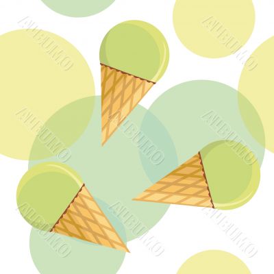 Seamless pattern with mint ice-cream