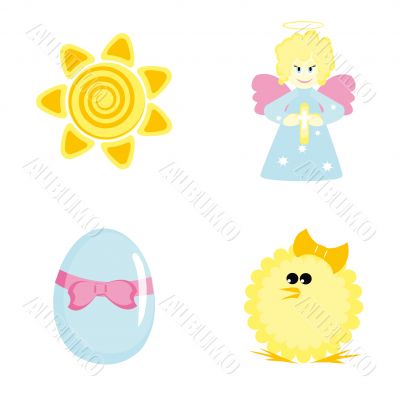 Cartoon icons for Easter design