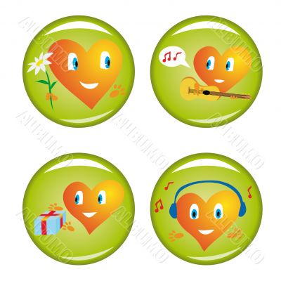 Set of four st. Valentine buttons