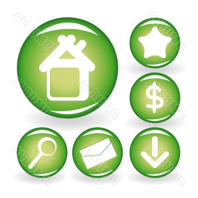 Set of green web icons for your design