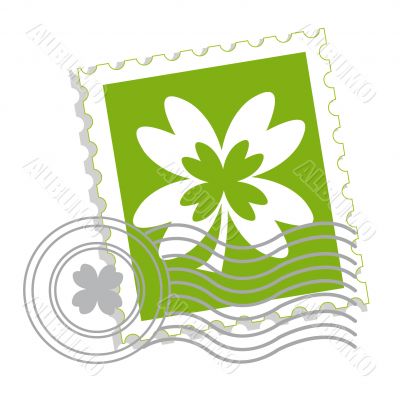 Postage stamp with clover leaf
