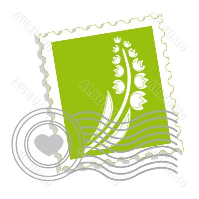 Postage stamp with lily of the valley