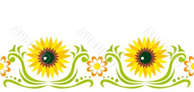 Seamless ornament with  sunflower