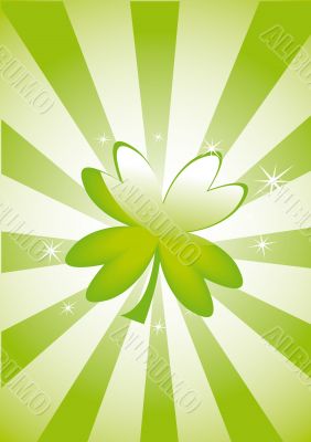 Clover leaf on striped background