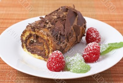 Miniature chocolate swiss roll