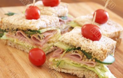 Tasty club sandwich on wholewheat bread