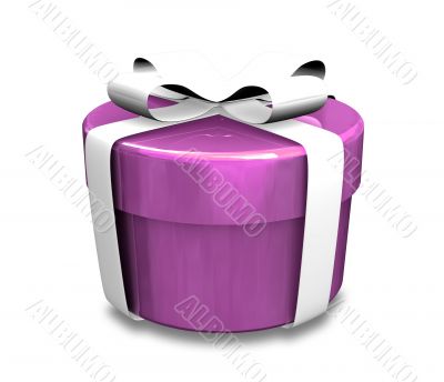 white gift with purple wrap - 3d made