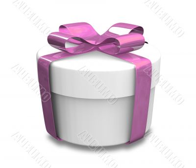 white gift with purple wrap - 3d made