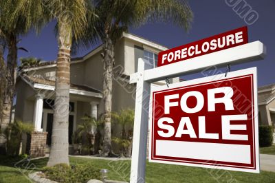 Foreclosure For Sale Real Estate Sign and House