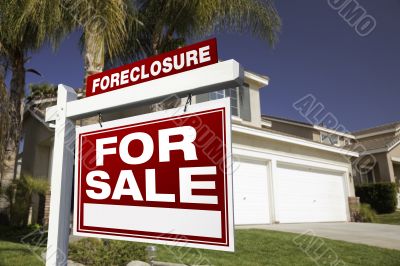 Foreclosure For Sale Real Estate Sign and House