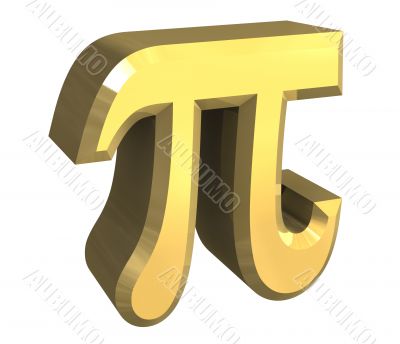 pi symbol in gold - 3d made