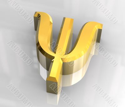 psi symbol in gold - 3d made