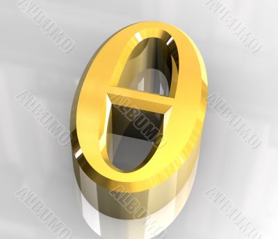 Theta symbol in gold - 3d made