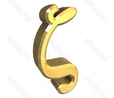 Zeta symbol in gold - 3d made