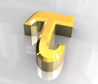 Tau symbol in gold - 3d made