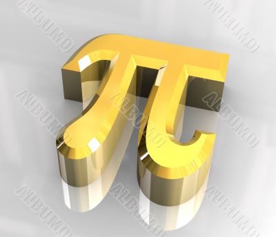 pi symbol in gold - 3d made