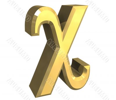 chi symbol in gold - 3d made