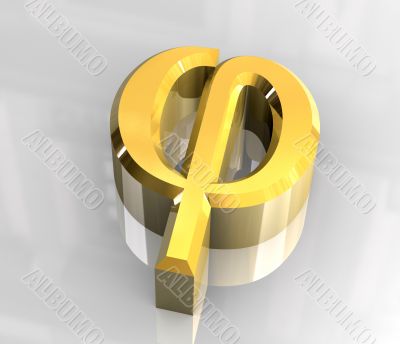 phi symbol in gold - 3d made phi symbol in gold - 3d made