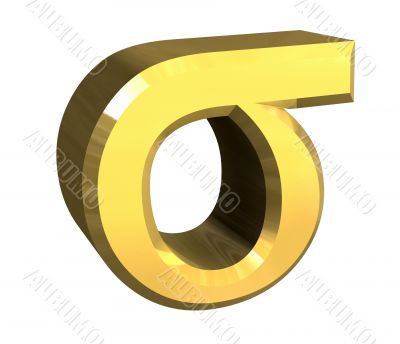sigma symbol in gold - 3d made