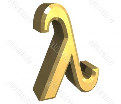 lambda symbol in gold - 3d made
