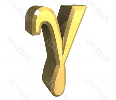 gamma symbol in gold - 3d made