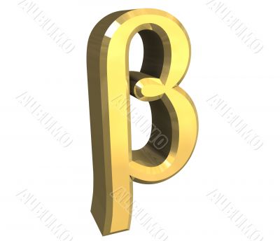 beta symbol in gold - 3d made