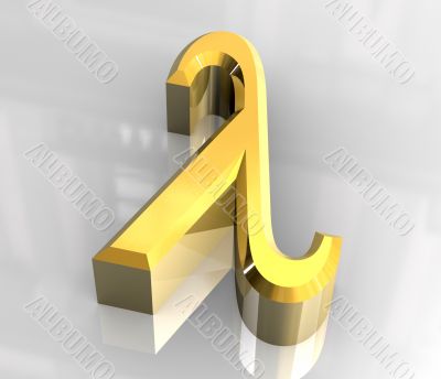 lambda symbol in gold - 3d made