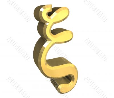 xi symbol in gold - 3d made