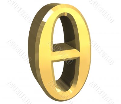 theta symbol in gold - 3d made theta symbol in gold - 3d made