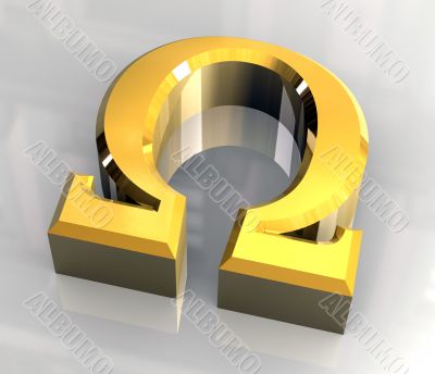 omega symbol in gold - 3d made