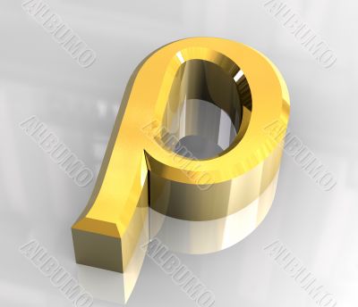 rho symbol in gold - 3d made rho symbol in gold - 3d made