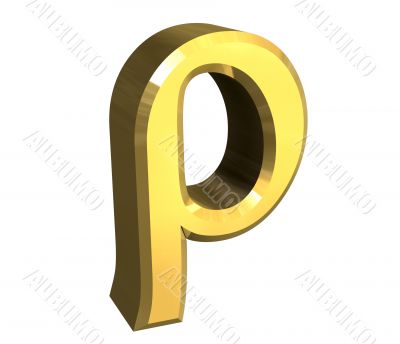 rho symbol in gold - 3d made