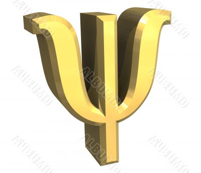 psi symbol in gold - 3d made