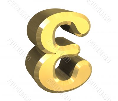 epsilon symbol in gold - 3d made epsilon symbol in gold - 3d made