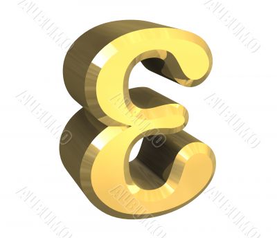 epsilon symbol in gold - 3d made