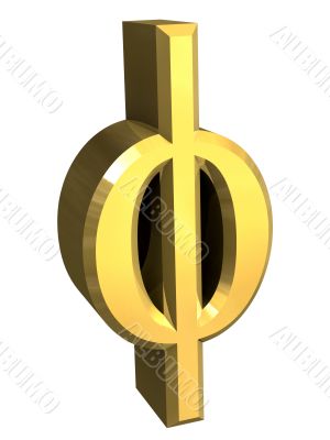 phi symbol in gold - 3d made