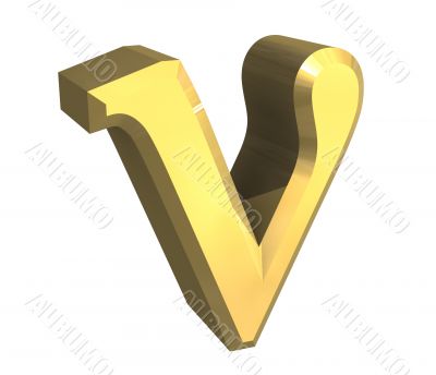 Upsilon symbol in gold - 3d made Upsilon symbol in gold - 3d made