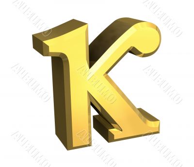 kappa symbol in gold - 3d made