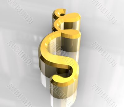 xi symbol in gold - 3d made