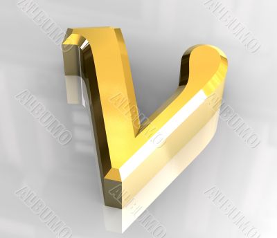 nu symbol in gold - 3d made