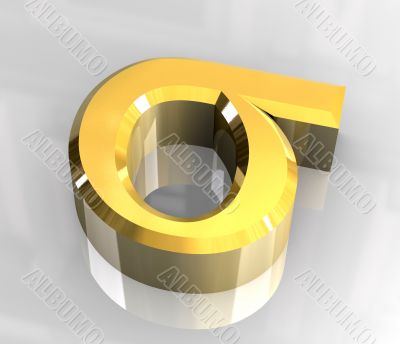 Sigma symbol in gold - 3d made
