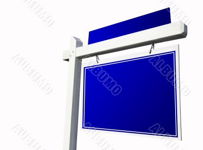 Blank Blue Real Estate Sign on White
