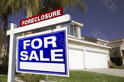 Foreclosure For Sale Real Estate Sign and House