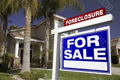 Foreclosure For Sale Real Estate Sign and House