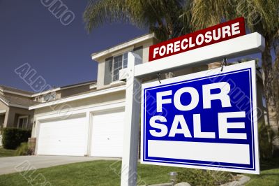 Foreclosure For Sale Real Estate Sign and House