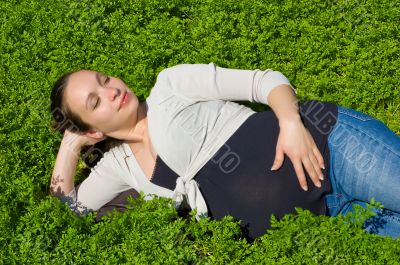 Lying in grass Lying in grass