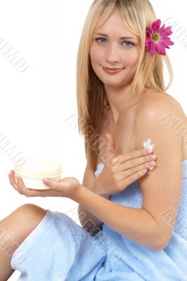 Portrait of beautiful blonde woman