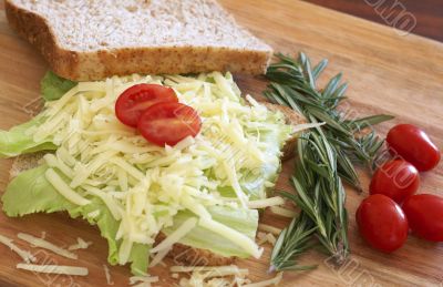 Tasty open sandwich on wholewheat bread